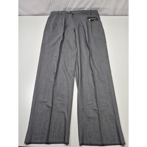 VTG Zanieri Dress Pants Mens 44x36 Gray Wool Pleated Striped Straight Italy NWT